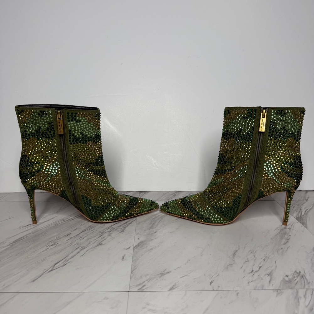 Kurt Geiger Belgravia Camo Rhinestone Pointy Toe Heeled Bootie 36.5 - Picture 5 of 15